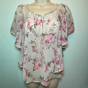 Lovely floral blouse pink and white